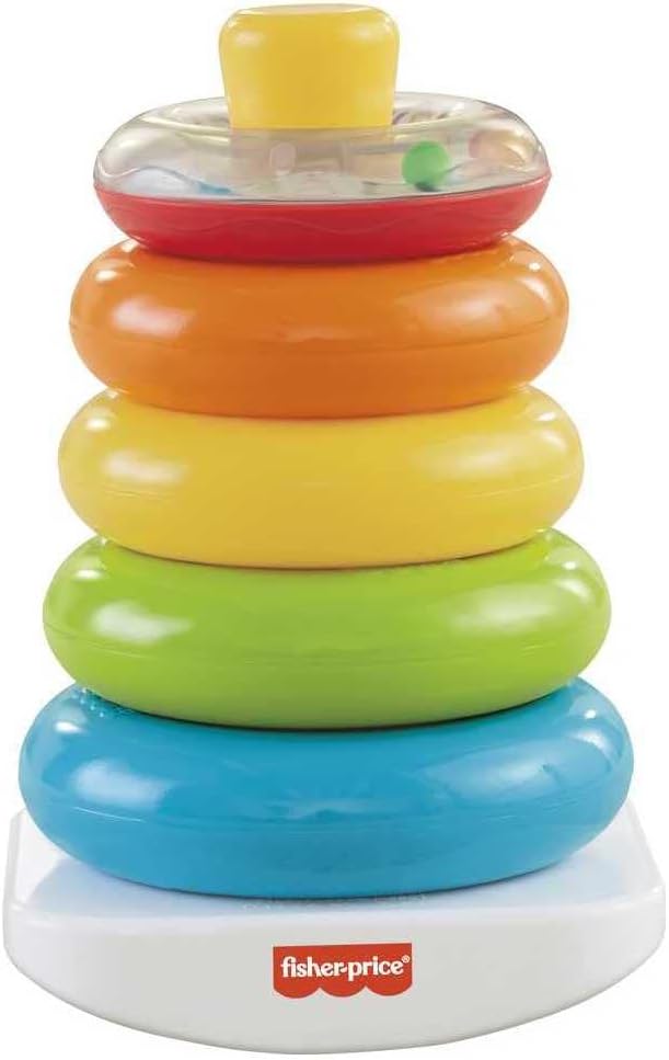 Fisher-Price Baby Stacking Toy Rock-A-Stack, Roly-Poly Base With 5 Colorful Rings For Ages 6+ Months