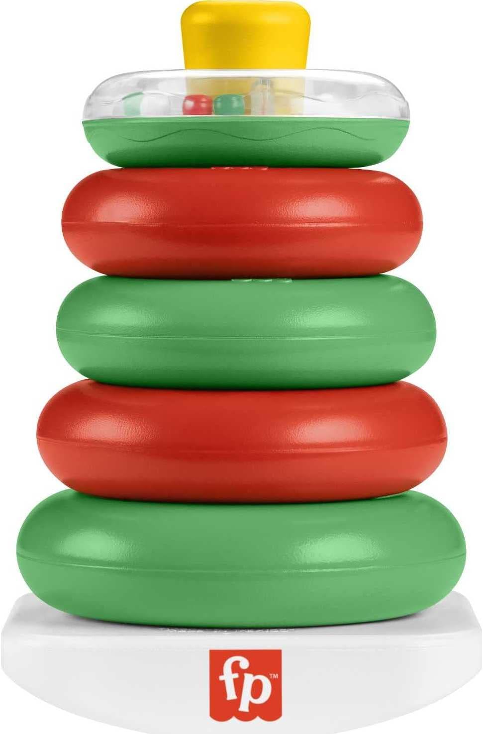 Fisher-Price Baby Stacking Toy Rock-A-Stack, Roly-Poly Base With 5 Colorful Rings For Ages 6+ Months