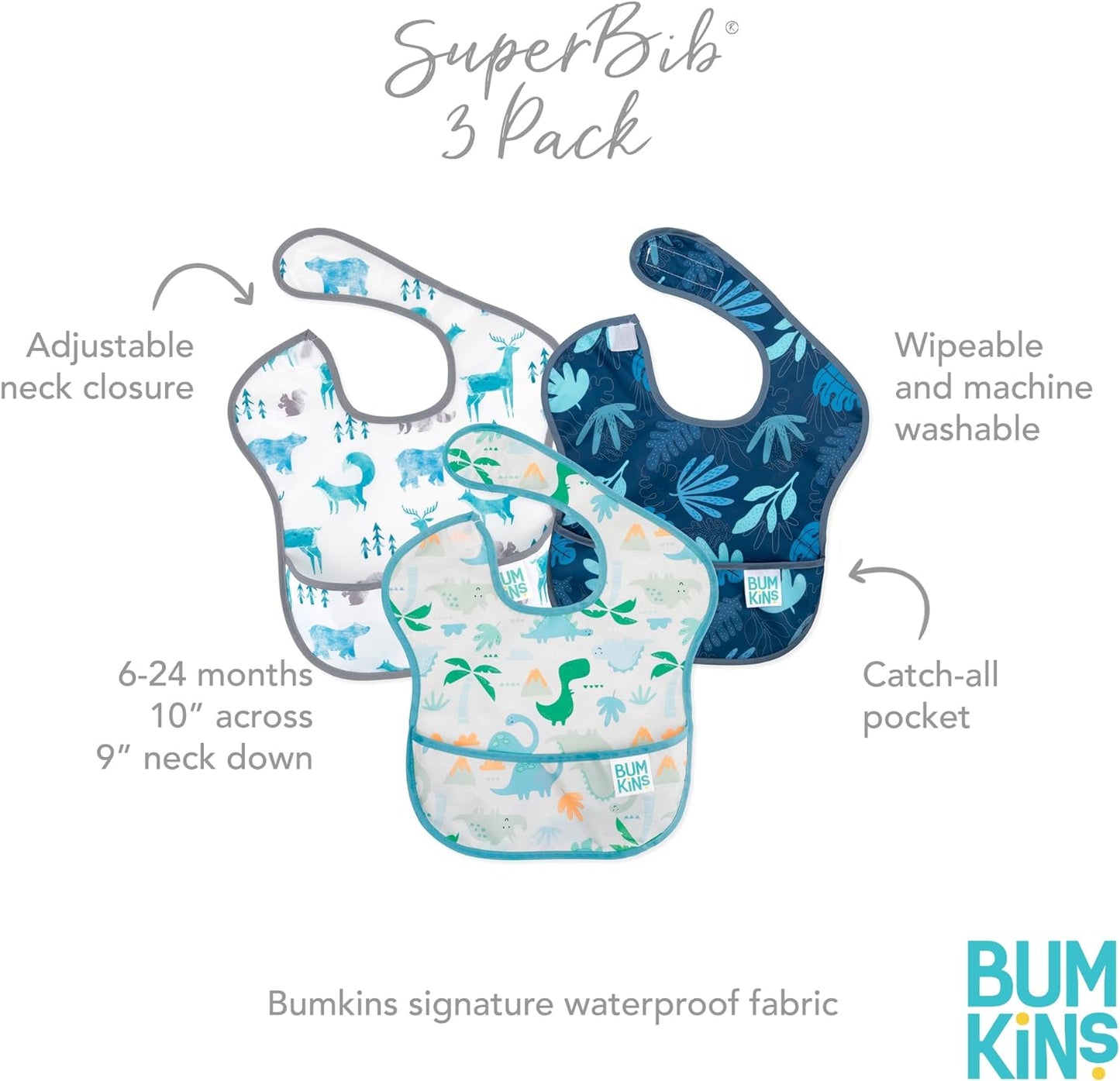 Bumkins Bibs for Girl or Boy, SuperBib Baby and Toddler for 6-24 Months, Essential Must Have for Eating, Feeding Supplies…