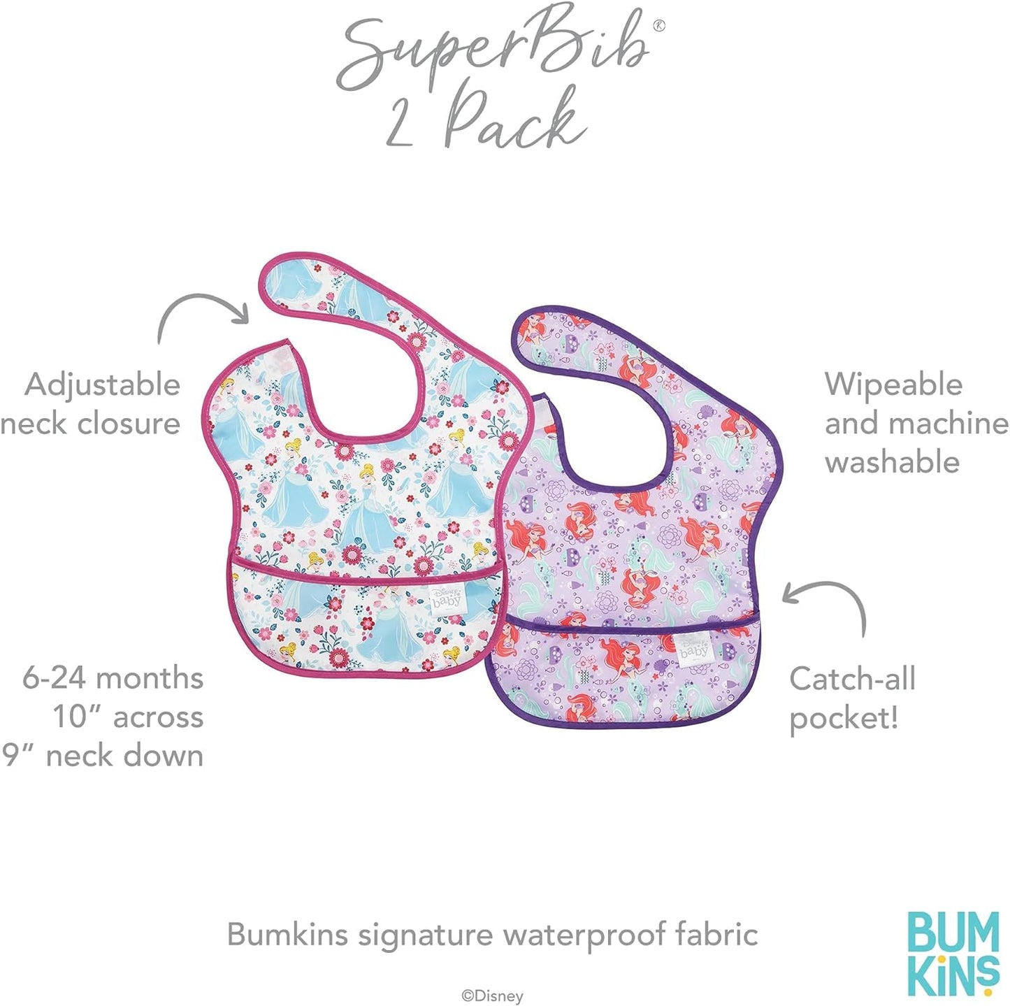 Bumkins Bibs for Girl or Boy, SuperBib Baby and Toddler for 6-24 Months, Essential Must Have for Eating, Feeding Supplies…