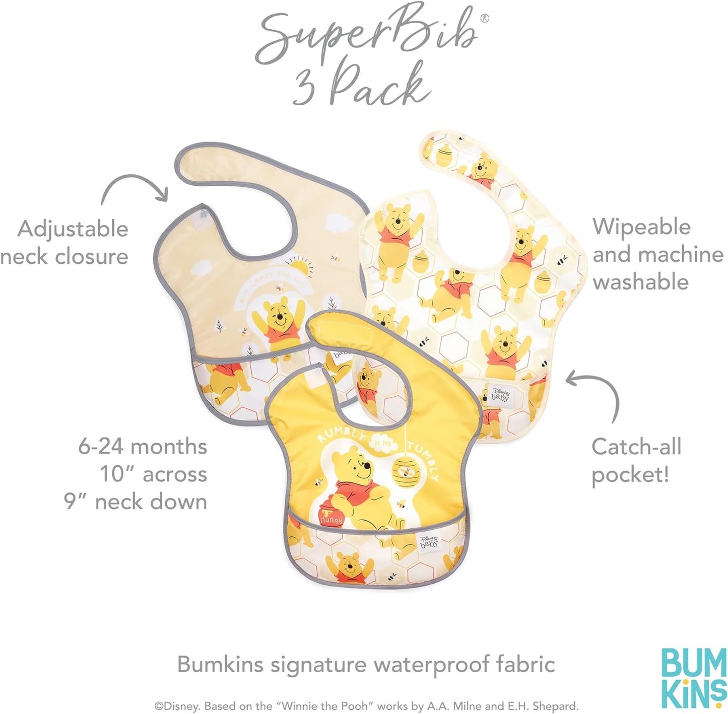 Bumkins Bibs for Girl or Boy, SuperBib Baby and Toddler for 6-24 Months, Essential Must Have for Eating, Feeding Supplies…