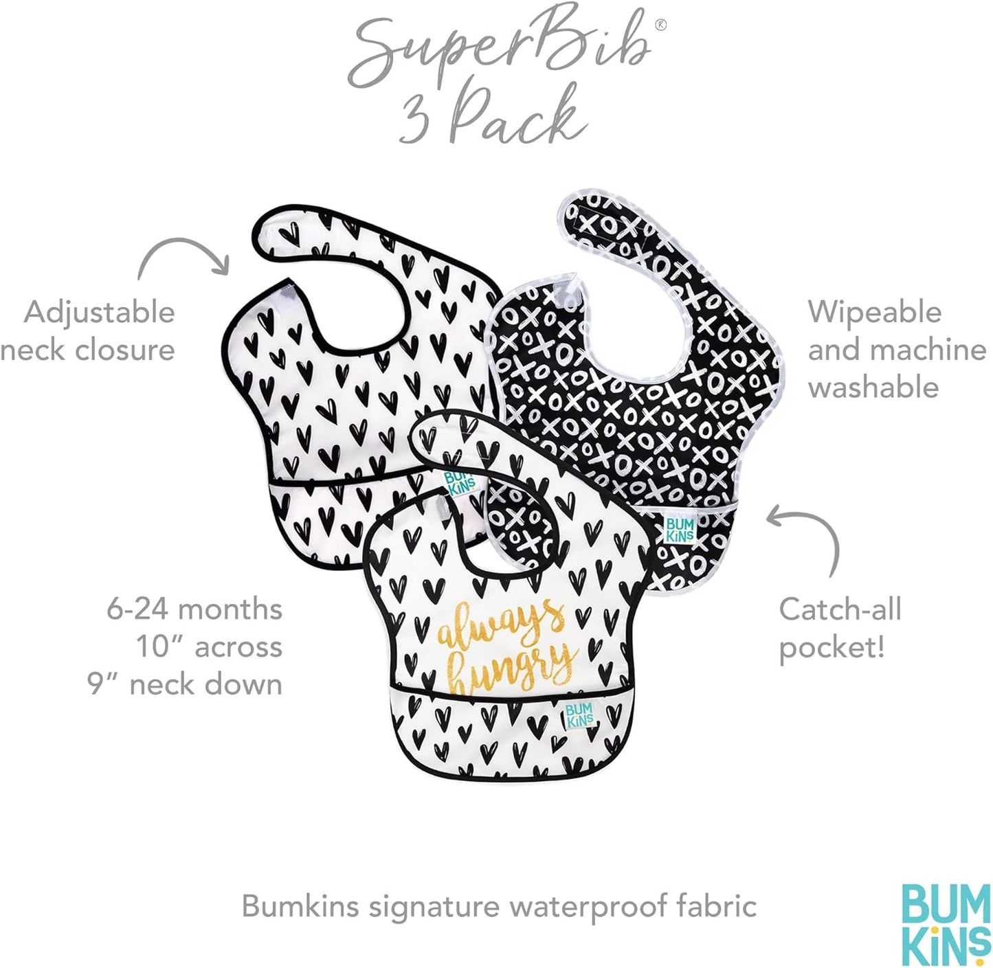 Bumkins Bibs for Girl or Boy, SuperBib Baby and Toddler for 6-24 Months, Essential Must Have for Eating, Feeding Supplies…