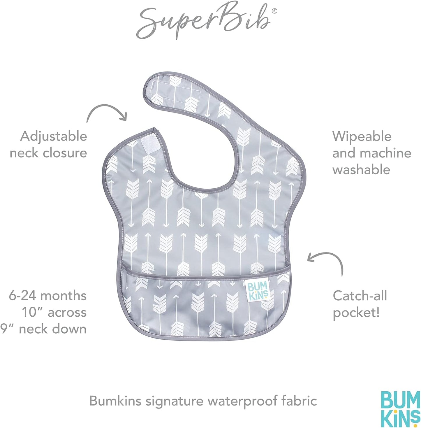 Bumkins Bibs for Girl or Boy, SuperBib Baby and Toddler for 6-24 Months, Essential Must Have for Eating, Feeding Supplies…