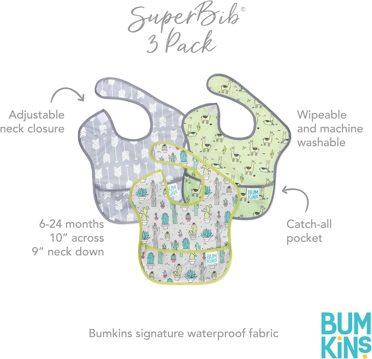 Bumkins Bibs for Girl or Boy, SuperBib Baby and Toddler for 6-24 Months, Essential Must Have for Eating, Feeding Supplies…