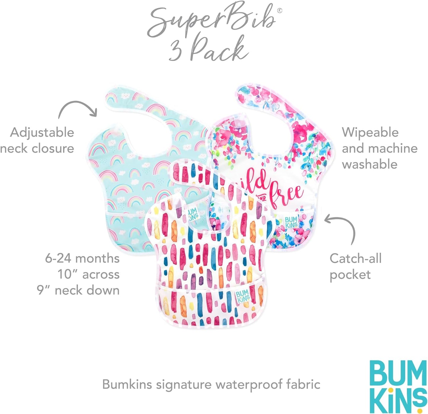 Bumkins Bibs for Girl or Boy, SuperBib Baby and Toddler for 6-24 Months, Essential Must Have for Eating, Feeding Supplies…