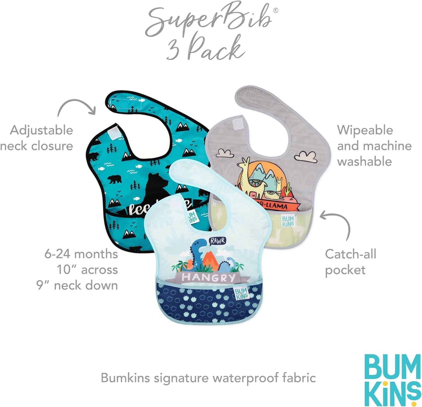 Bumkins Bibs for Girl or Boy, SuperBib Baby and Toddler for 6-24 Months, Essential Must Have for Eating, Feeding Supplies…