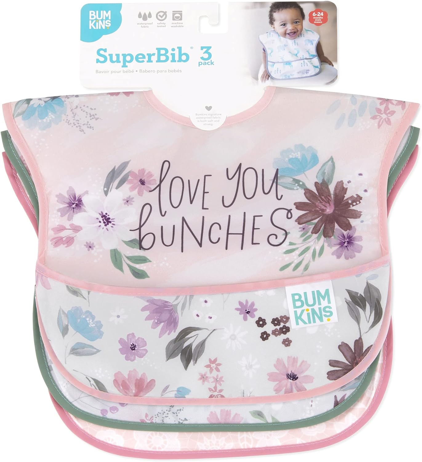 Bumkins Bibs for Girl or Boy, SuperBib Baby and Toddler for 6-24 Months, Essential Must Have for Eating, Feeding Supplies…