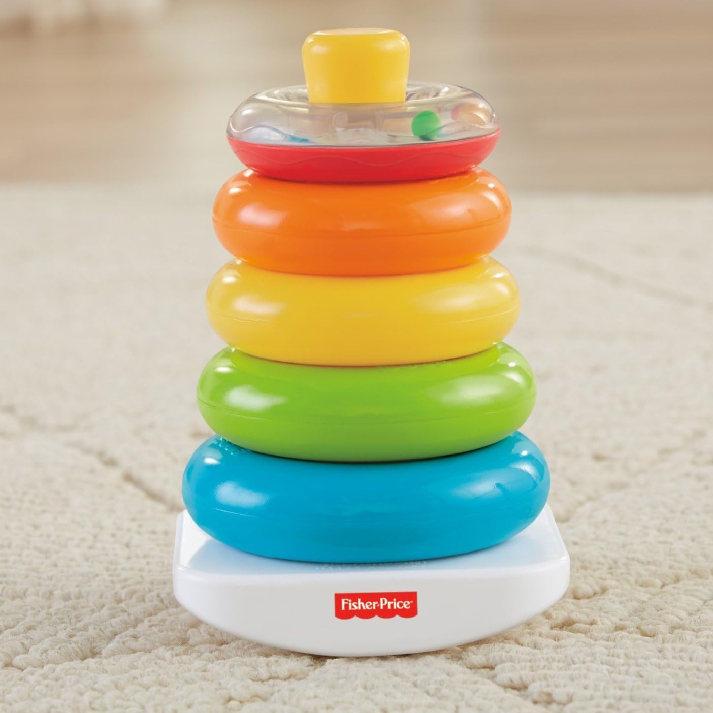 Fisher-Price Baby Stacking Toy Rock-A-Stack, Roly-Poly Base With 5 Colorful Rings For Ages 6+ Months