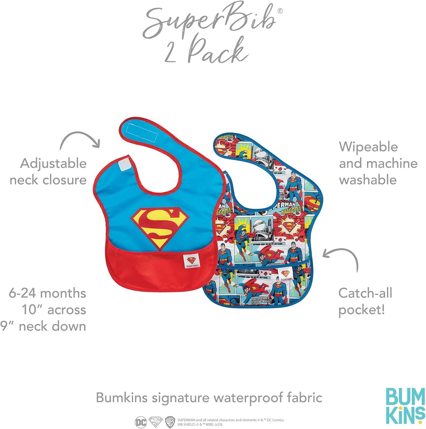 Bumkins Bibs for Girl or Boy, SuperBib Baby and Toddler for 6-24 Months, Essential Must Have for Eating, Feeding Supplies…