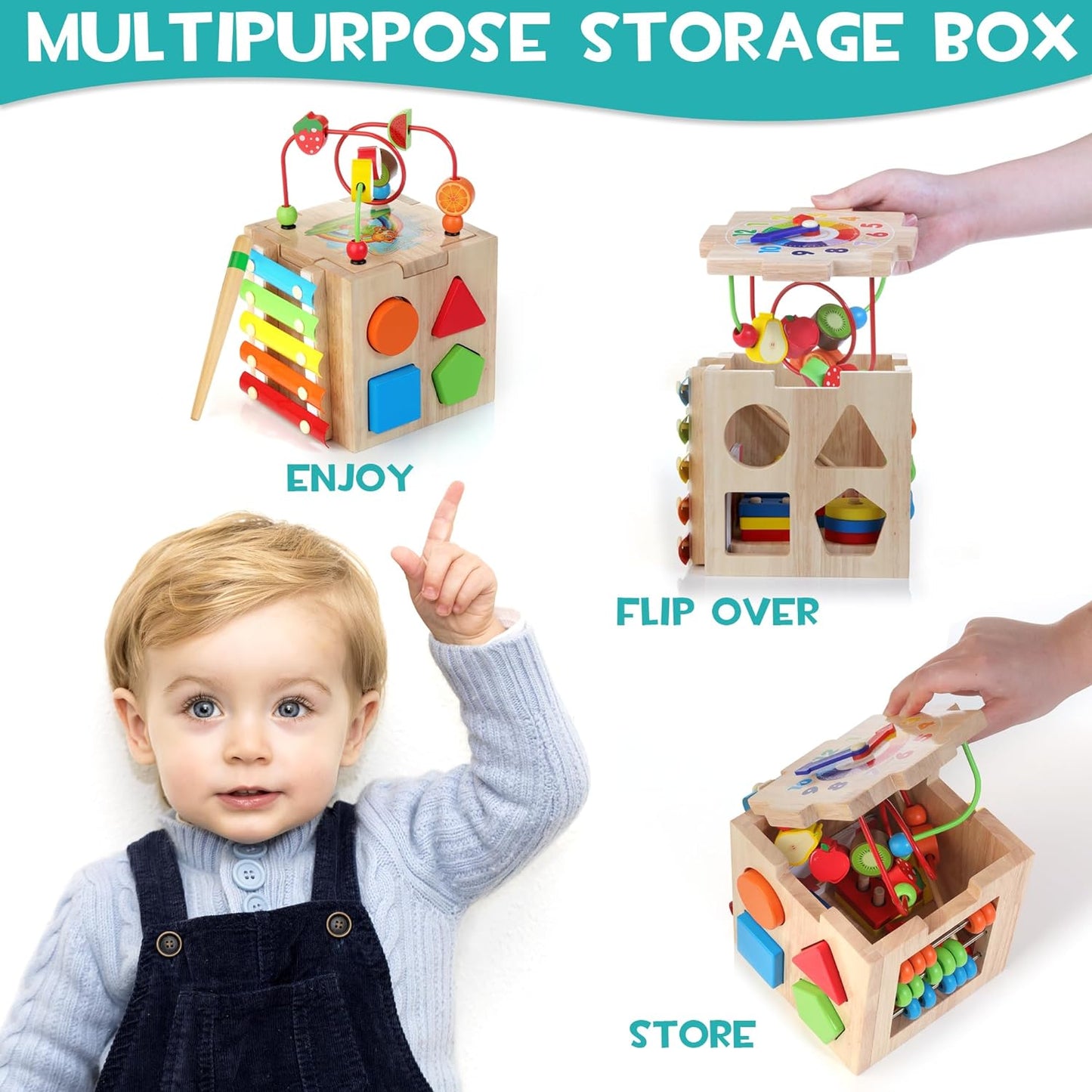 🎁 HELLOWOOD 8-in-1 Activity Cube for 1+ Year Olds ✨